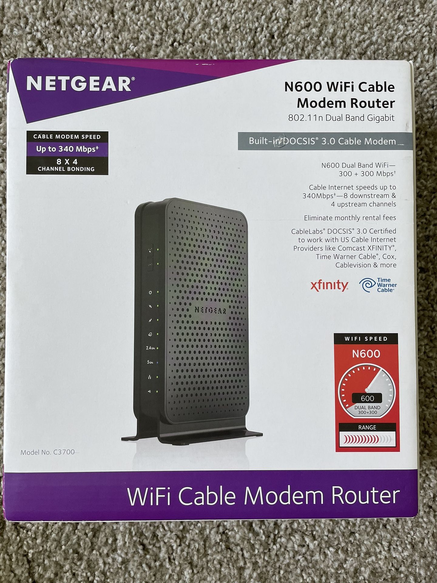 Netgear N600 Wifi Cable Modem Router