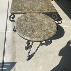 Coffee Table and End Table Heavy Marble and Iron Set