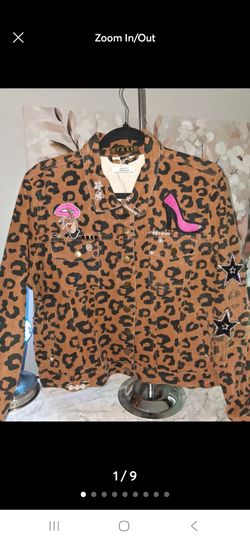 Upcycled leopard denim jacket