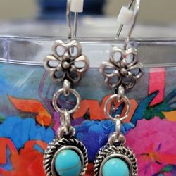 Turquoise And Silver Earrings