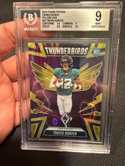Travis Hunter 2025 Panini Phoenix Thunderbirds Yellow Lava RC BGS 9