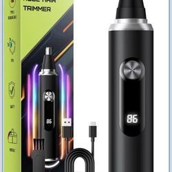 Nose Hair Trimmer for Men and Women, USB Rechargeable Electric Facial and Ear Hair Remover with LED Display, Dual-Edge Blades for Smooth, Painless Eye
