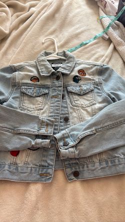 Forever 21 Light Wash Denim Jacket with Patches