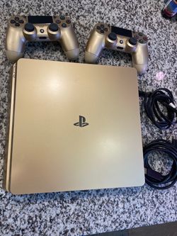 Sony PS4 PlayStation 4 Slim limited edition 1Tb Gold with 2 controllers and all cords plug and play