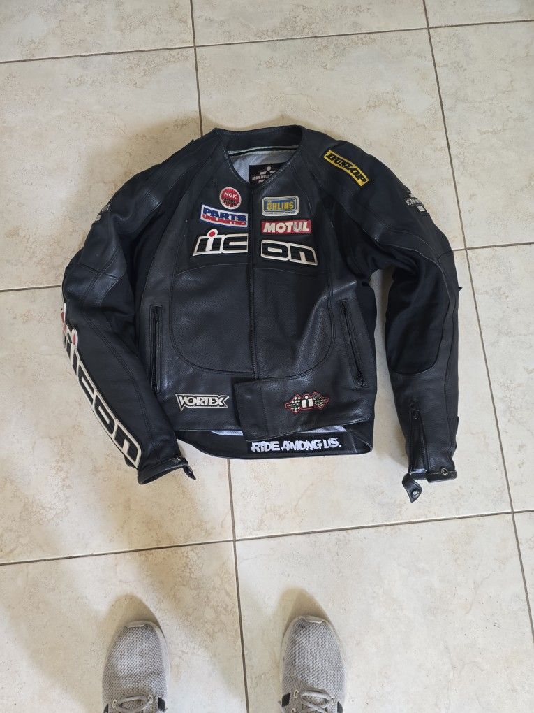 Icon Motorcycle Jacket Leather M