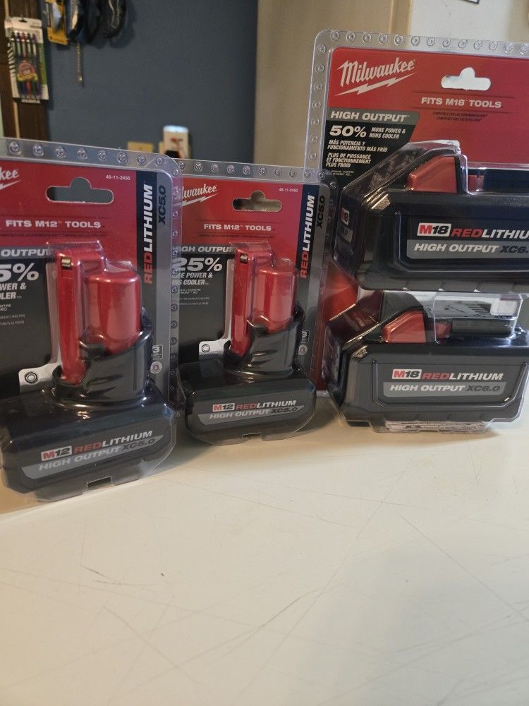 Milwaukie M18 And M12 Batteries.