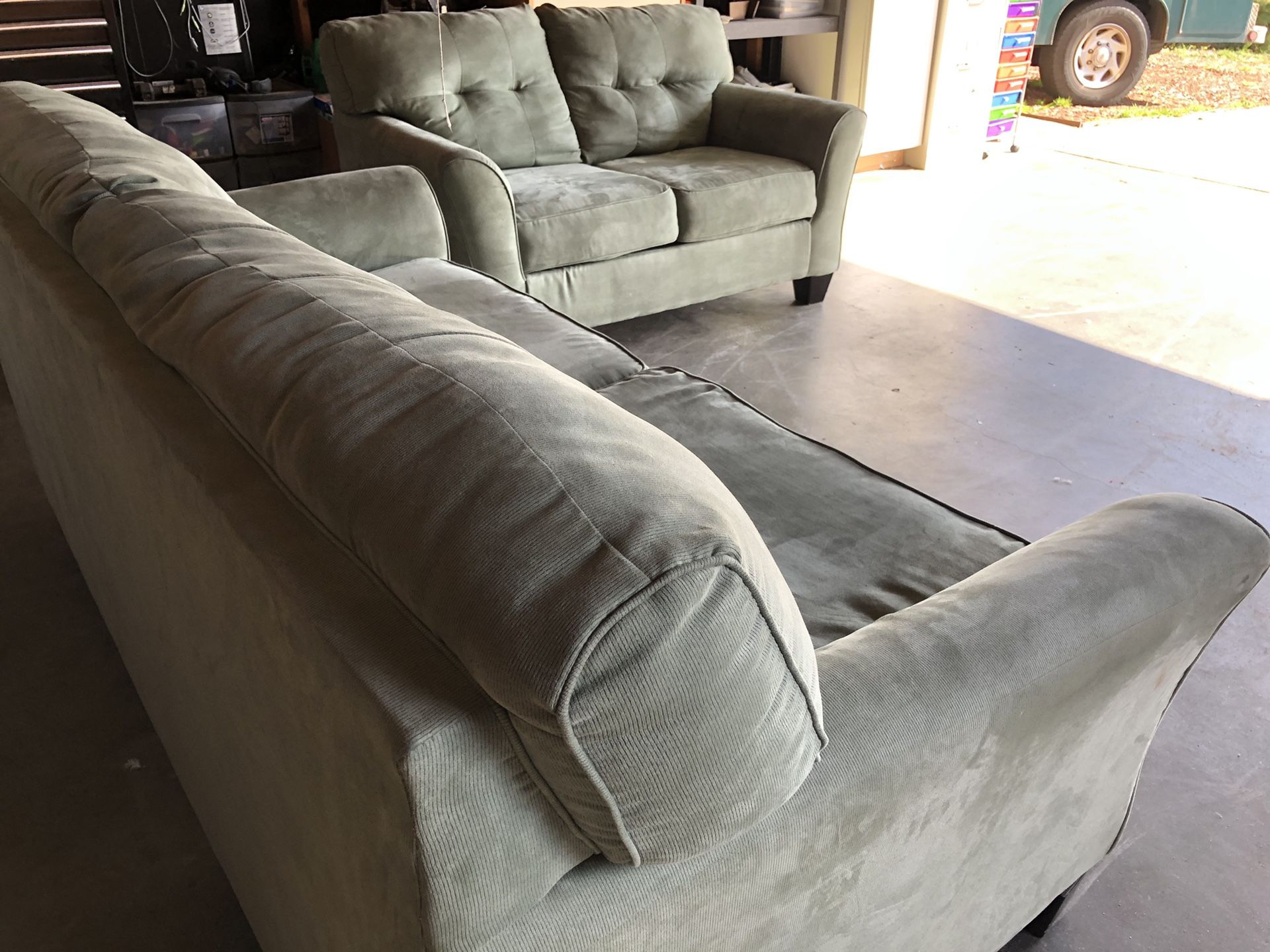 Gorgeous seafoam colored couch & loveseat
