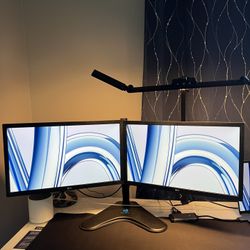 Two 22 Inch LG Monitors With Huanuo Dual Monitor stand