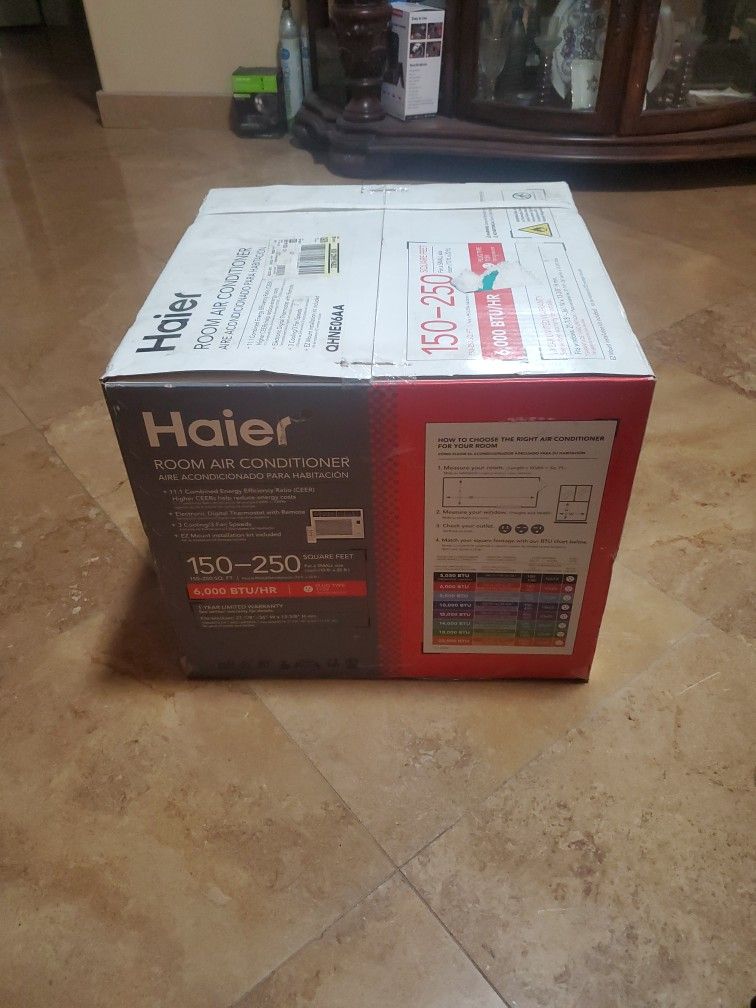 Haier Room Air Conditioner 6000 Btu With Remote High Efficiency Unit Low Operating Cost