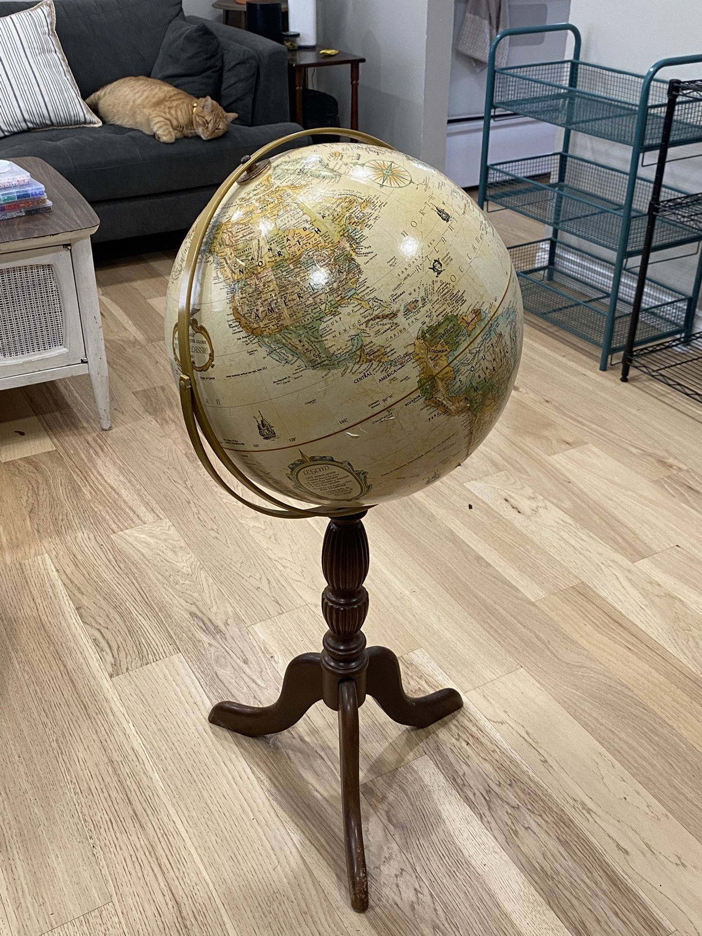 Replogle Full Swing Meridian 16in World Globe with Wooden Stand Handmade