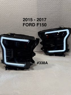 2015 To 2017 Ford F150 Matte Black/Smoke Switchback LED DRL Bar Projector LED Headlights with Sequential Turn Signal with all LEDS Bulbs