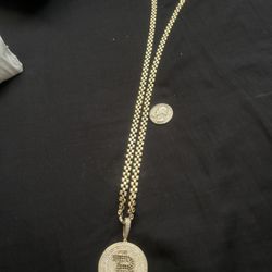 10k Gold Rolex Chain 17g With 14k Gold Bitcoin Pendant 12grams 29grams Total   Gold For Gold Trades Available 
