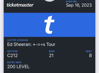 1 Ticket To Ed Sheeran @ Levi Stadium 