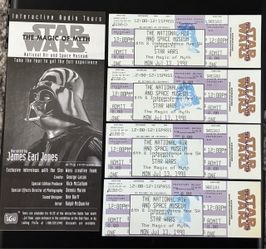 Vintage 1998 Star Wars The Magic of Myth Smithsonian Museum 4 Ticket Lot + Brochure