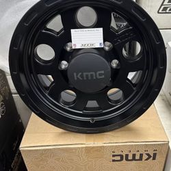 1 SET OF 4 New Kmc Km522 Enduro 16x8 8-165.10 0 Matte Black Wheel