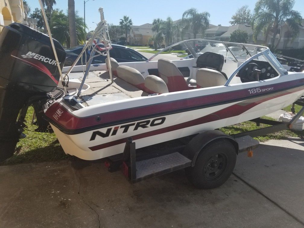 2003 Bass Tracker Nitro 185 Fish and Ski Boat With a 115 Mercury Outboard and Trailer Motor has extremely low hours on it