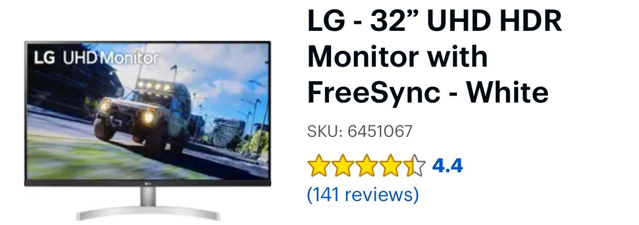 PC Monitor: 4K LG 32” UHD | VA Display | Built In Speakers