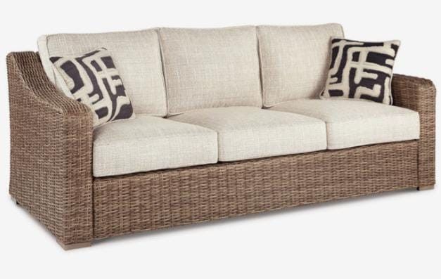 Home Garden Beachcroft Beige Sofa With Cushion


