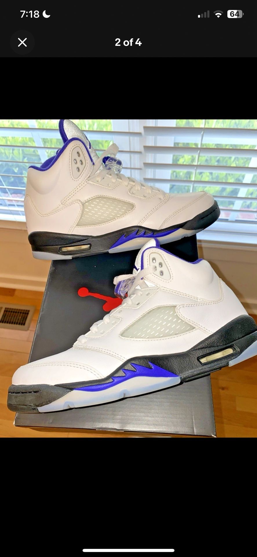 Jordan 5 Retro (GS) White/Dark Concord Black (Size 7Y)