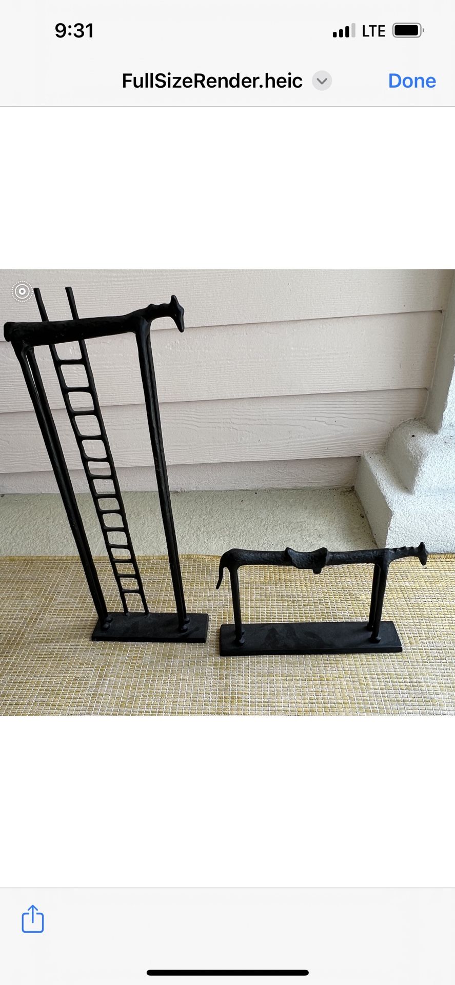 VTG Pottery Barn Black Hammered Metal Horses Sculpture Mid Century Modern Style 