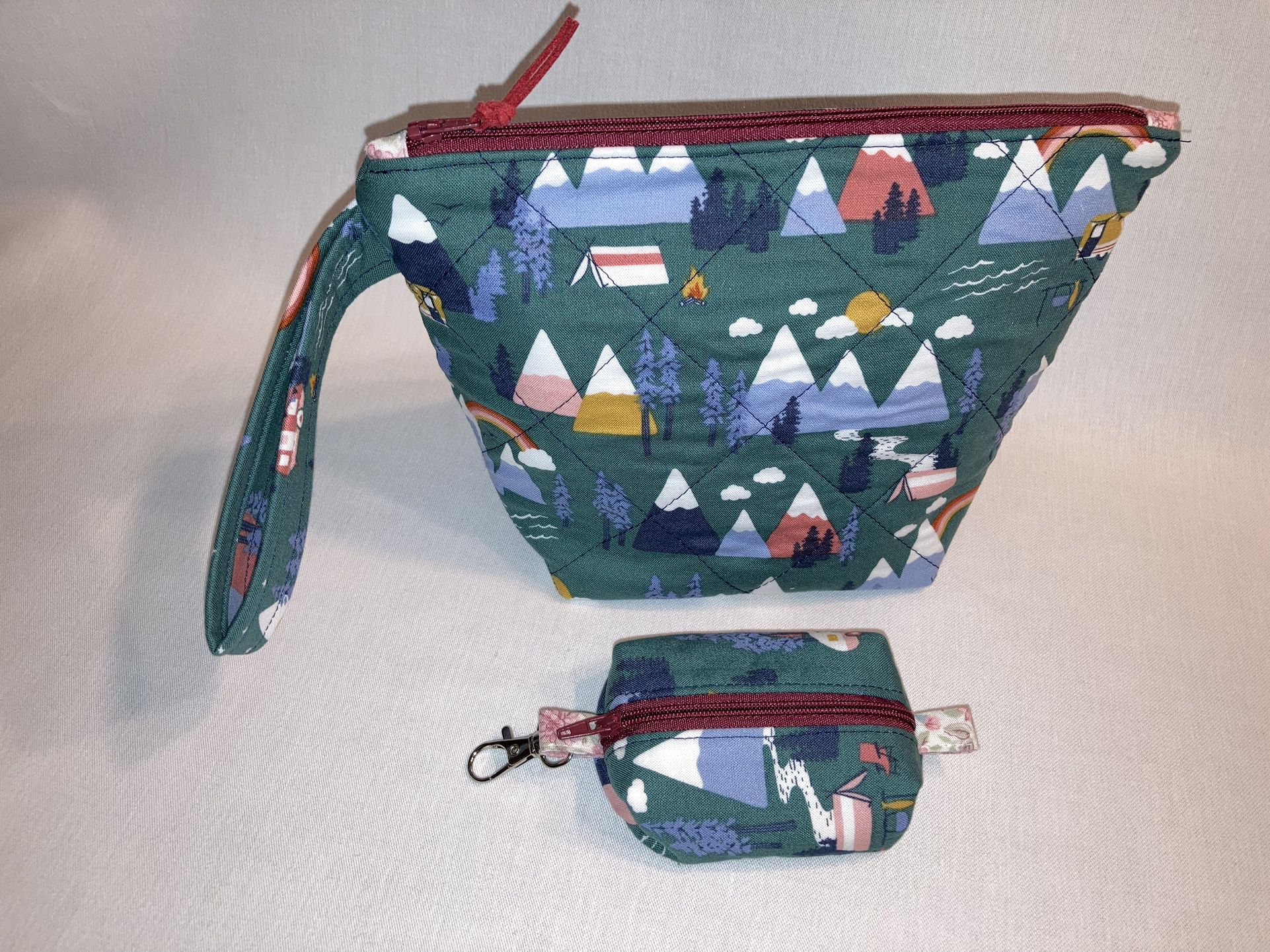 Handbag Set,  Purse And Coin Pouch, Mountain Scene/camping. 