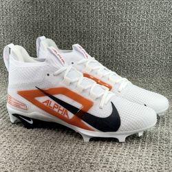 Nike Alpha Menace Elite 4 White Orange Football Cleat FZ7701-104 Men's Size 9.5