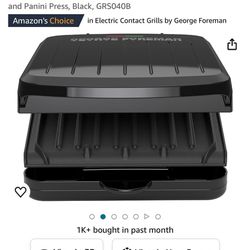 George Foreman 2-Serving Classic Plate Electric Indoor Grill and Panini Press, Black, GRS040B $15