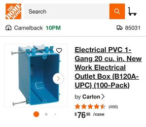 Electrical PVC 1- Gang 20 cu. in. New Work Electrical Outlet Box (B120A-UPC) (100-Pack)