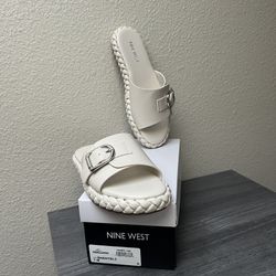 New Nine West Ivory Braided Sandals, Size 7
