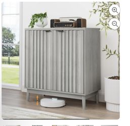 Semiocthome Wood Sideboard Buffet Cabinet with Fluted Doors and Shelf, Kitchen, Gray, 31.5"