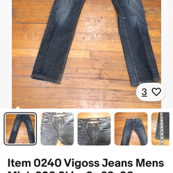 Item 0240 Vigoss Jeans Mens Mick 330 SLim Sz 29x30