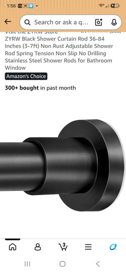 ZYRW Black Tension Shower Curtain Rod 36-84 Inches