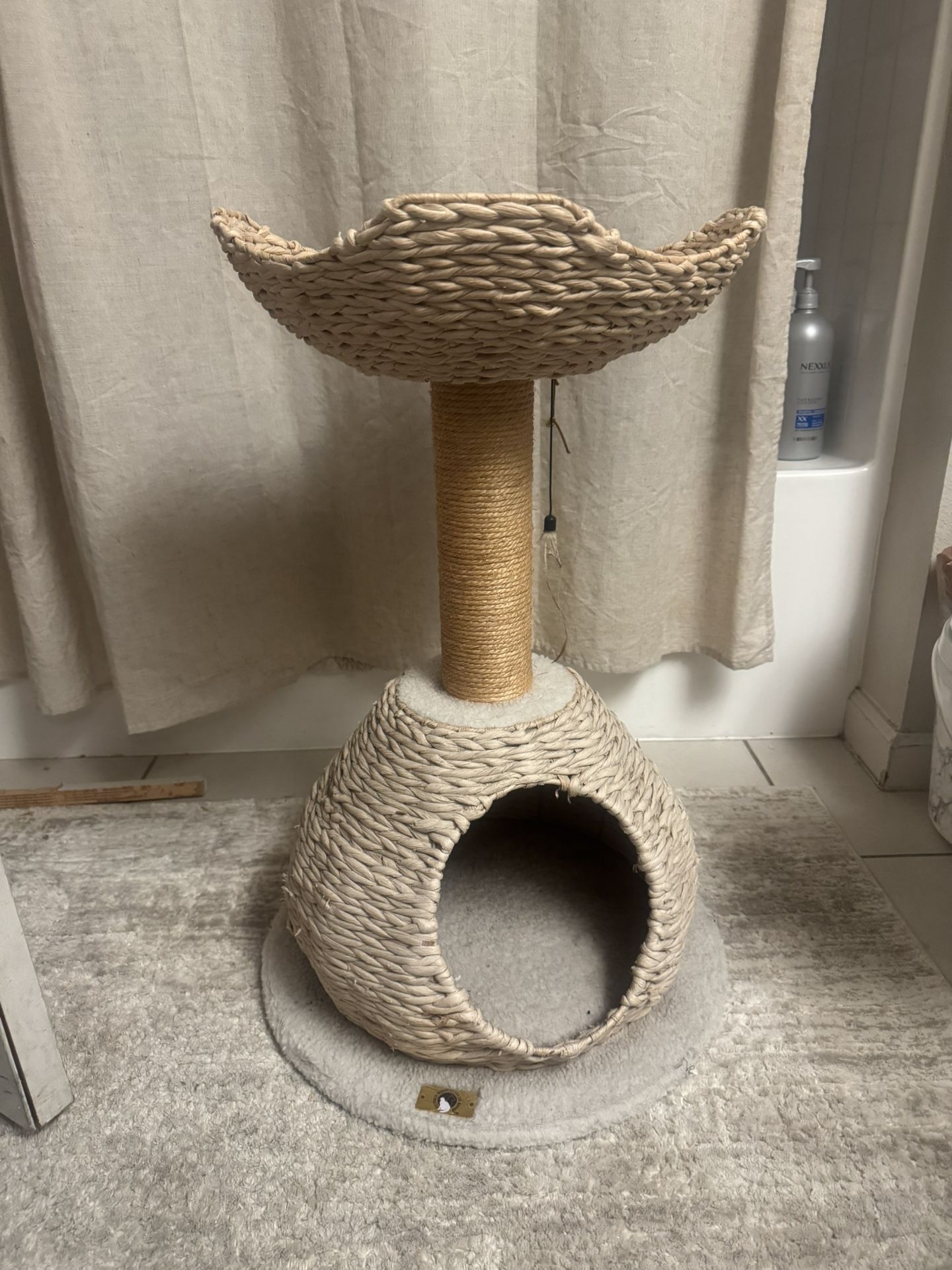 PetPals Walk Up Natural 2-Level Cat Tree with FREE Christmas Tree Scratche