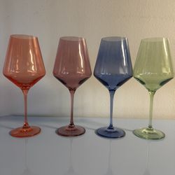 Estelle Colored Glass Set Of 4 Wine Glasses 