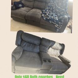 Cheap  Comfortable Reclining Couch Set  Need Gone ! 