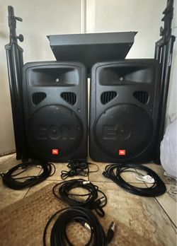 JBL EON15 G2 PA System – Soundcraft FX16 Mixer, Stands & Cables
