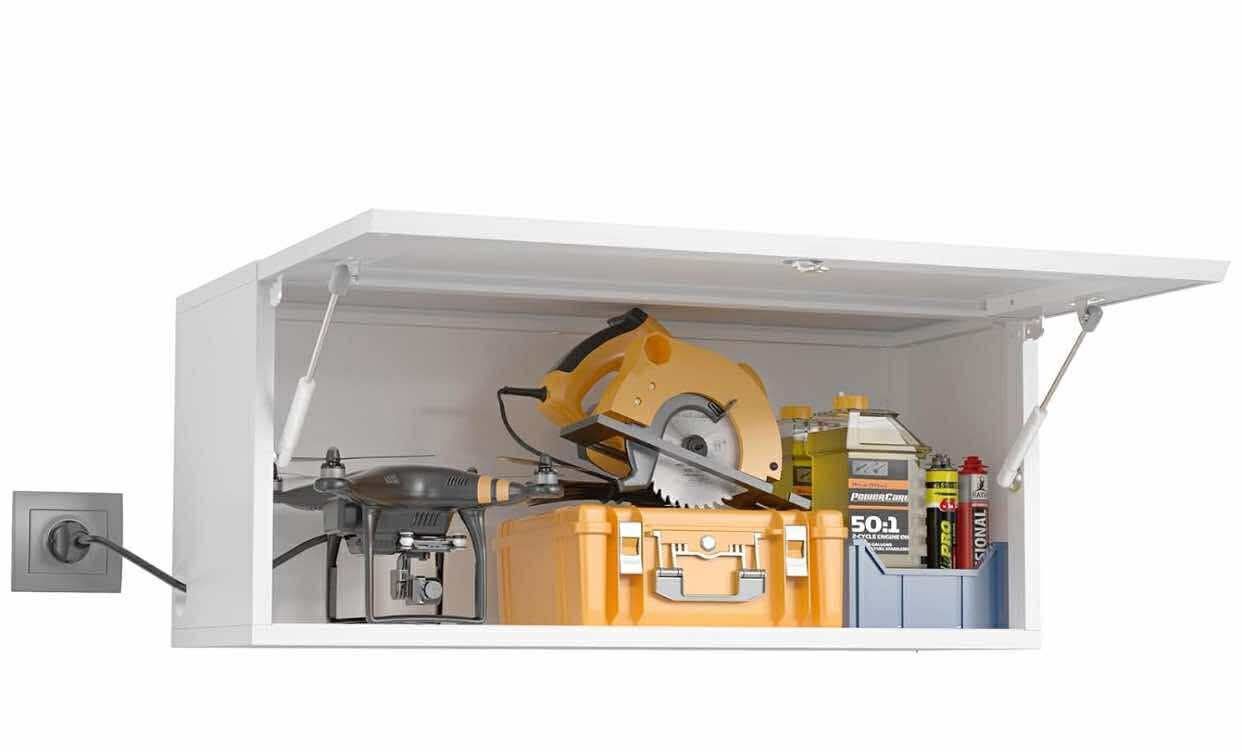 20"H Upper White Garage Storage Tool Cabinets for Workshop, Wall Storage Cabinet with Locking Door and Adjustable Shelf, Lockable Steel Wall Mounted S