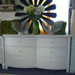 High Boy Light Gray Dresser W/ Crystal Knobs