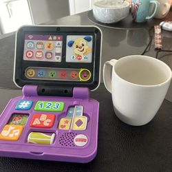Fisher-Price Laugh & Learn Baby Toy Click & Learn Laptop Pretend Computer with Music and Lights Batteries Included 