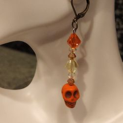 Orange And Yellow Skull Earrings
