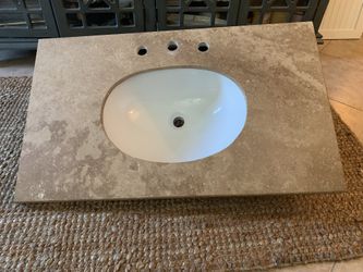 Travertine Bathroom Countertop With Sink