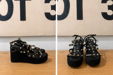Valentino Garavani Rockstud Wedge Sandals – Black – Worn Once Size 40
