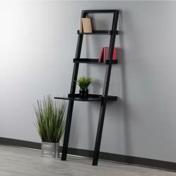 Bellamy Leaning Desk with 2 Shelves, Black