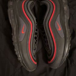 size 11 black, grey, and red airmax 97’s 
