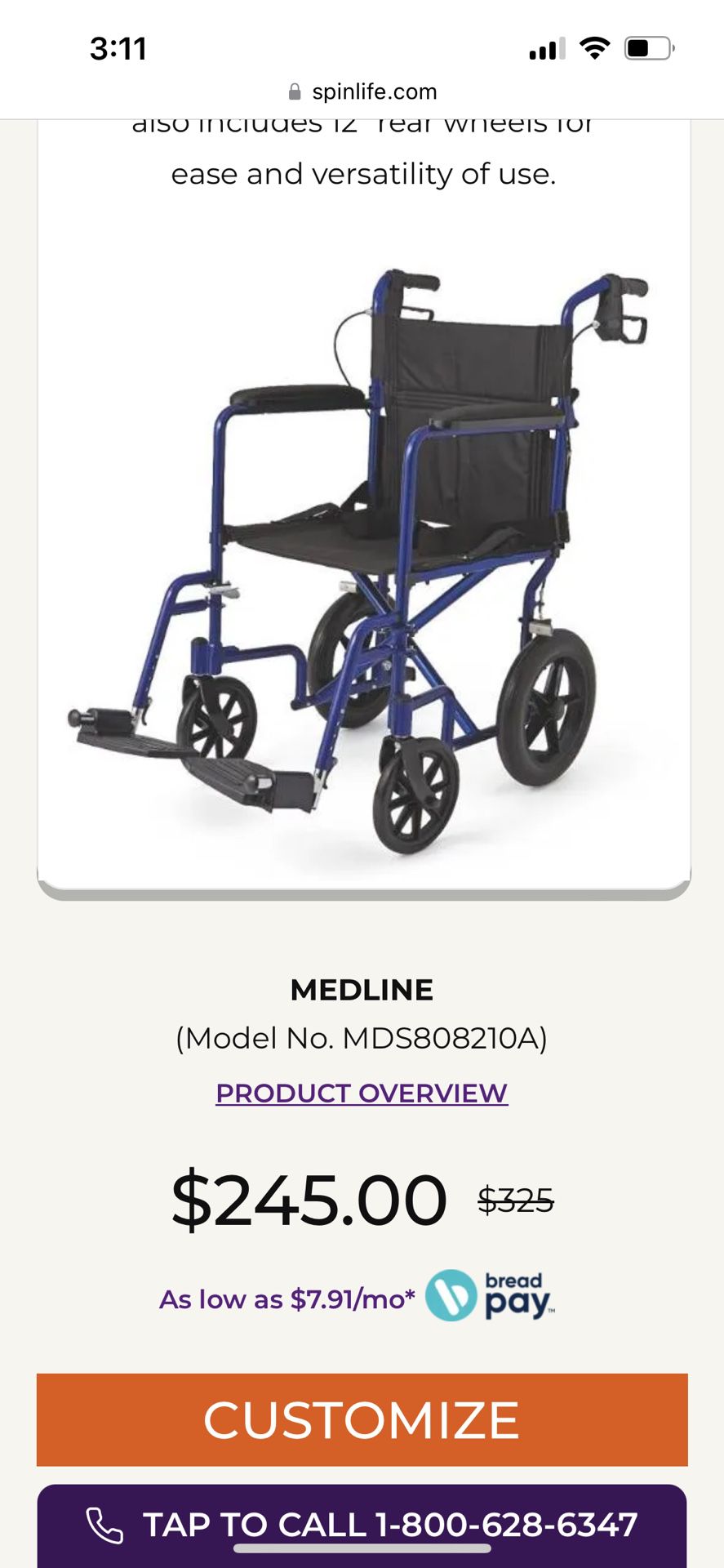 Medline Wheel Chair 