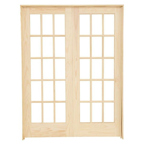 60 In X 80 15 Lite Clear Wood Pine Prehung Interior French Door 15 Lite Clear Wood Pine Prehung Interior French Door