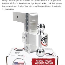 Weight Safe Trailer Hitch Ball 8 Inch For 3 Inch Receiver 