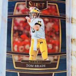 2022 Panini Select Draft Picks Michigan Tom Brady Concourse Blue Parallel Insert