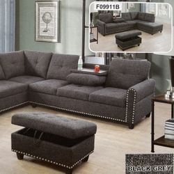 New Black Grey Linen Combination Sofas