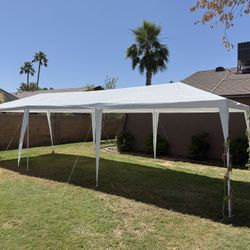 10 Ft X 30 Ft White Tent With Sides, Used Once